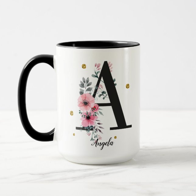 Letter A custom name Mugg (Vänster)