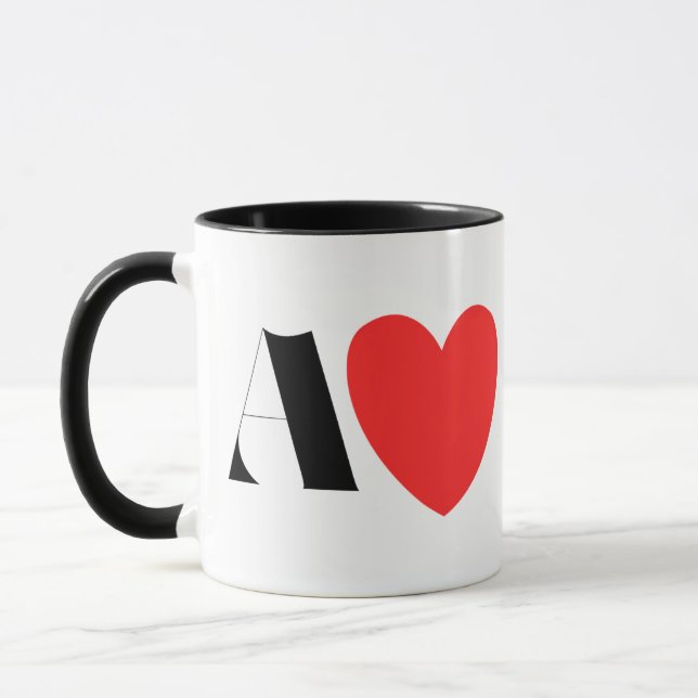 Letter A Heart - Valentine Initial Love Design Mugg (Vänster)