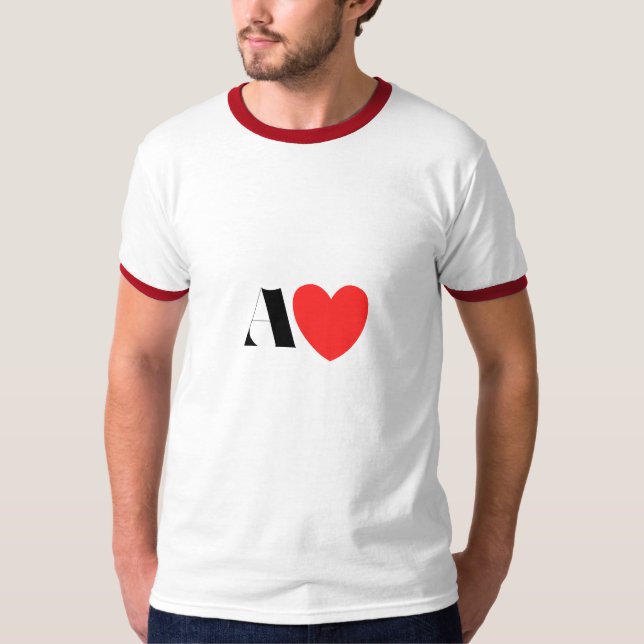 Letter A Heart - Valentine Initial Love Design T Shirt (Framsida)