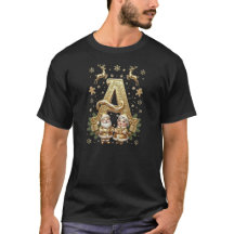 Letter A: Royal Gold Luxury Christmas T-Shirt
