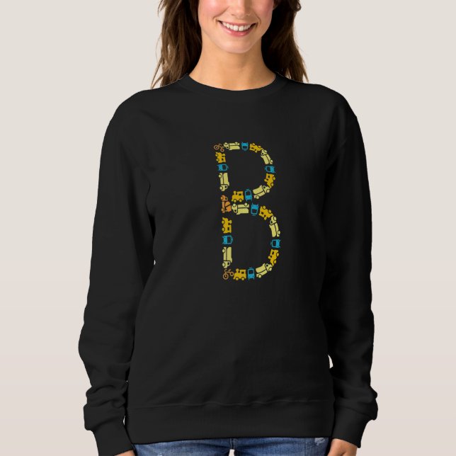Letter B Capital Initial Monogram Trucks Transport T Shirt (Framsida)