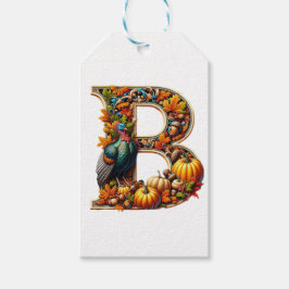 Letter B in Thanksgiving style Presentetikett