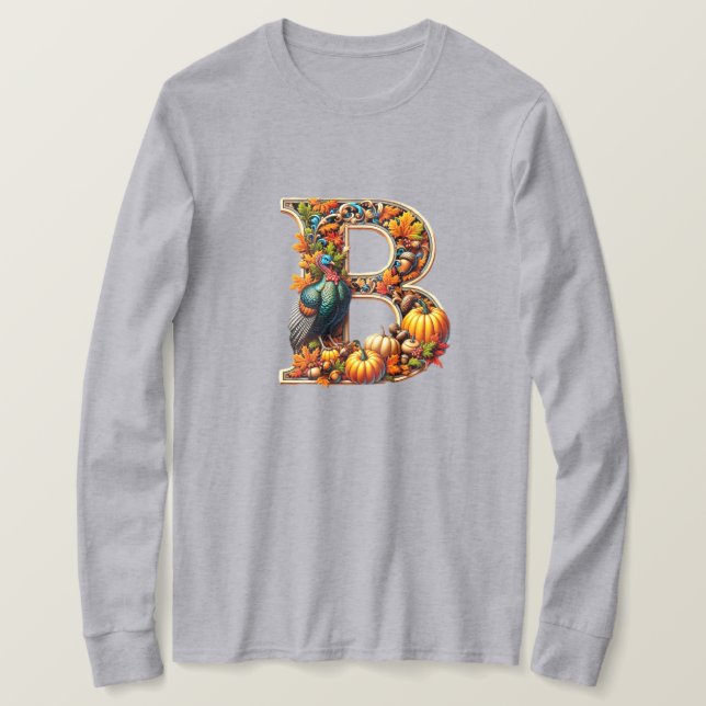 Letter B in Thanksgiving style T Shirt (Design framsida)