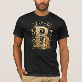 Letter B: Royal Gold Luxury Christmas T Shirt