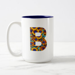 Letter B with sunflowers mug Två-Tonad Mugg