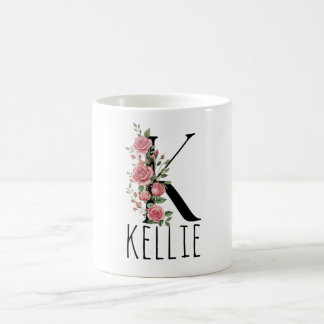 Letter BirthFlower Monogram Name Mug Kaffemugg