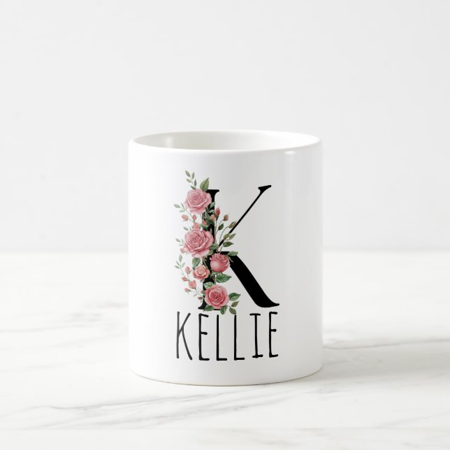 Letter BirthFlower Monogram Name Mug Kaffemugg (Center)