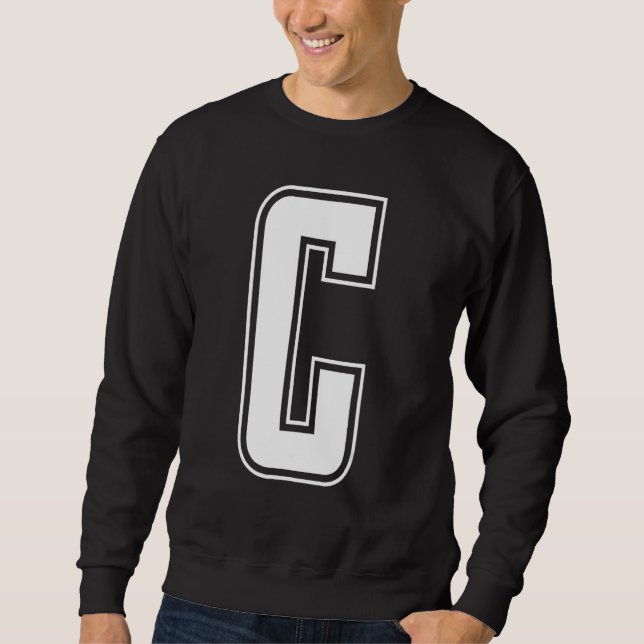 Letter C Capital Alphabet Initial Cheerleading Mon Lång Ärmad Tröja (Framsida)
