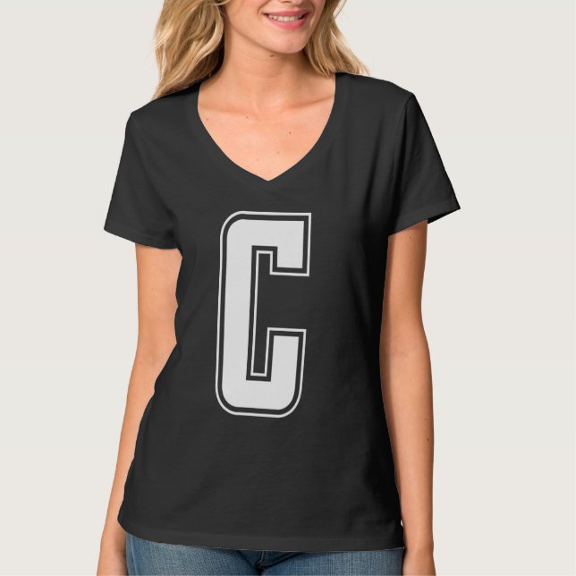 Letter C Capital Alphabet Initial Cheerleading Mon T Shirt (Framsida)
