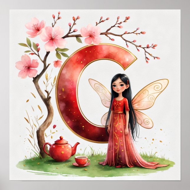 Letter C Tea Ceremony Fairy Poster Asian Alphabet (Framsidan)