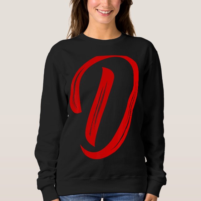 Letter D Alphabet Large Red Graphic Initial T Shirt (Framsida)