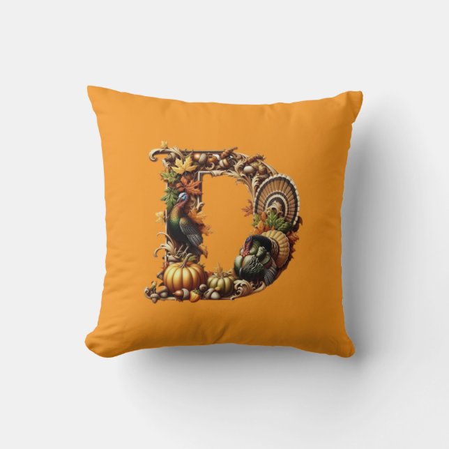 Letter D Thanksgiving style gift  Kudde (Framsida)