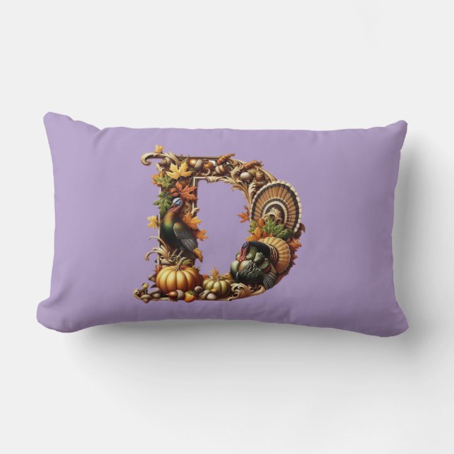 Letter D Thanksgiving style gift  Lumbarkudde (Framsida)