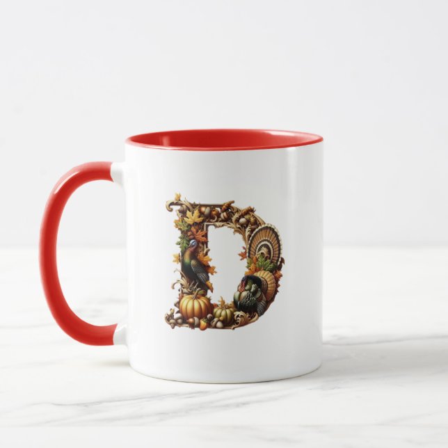 Letter D Thanksgiving style gift  Mugg (Vänster)