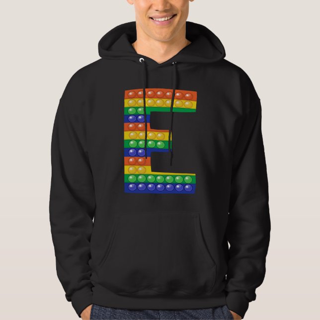 Letter E Capital Alphabet Fidget pop it Funny Matc Hoodie (Framsida)