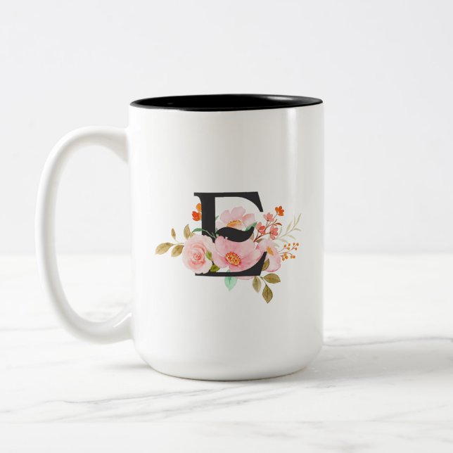 Letter E Coffee Mug Två-Tonad Mugg (Vänster)