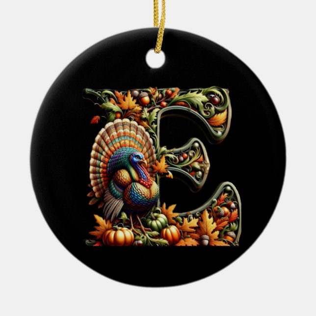 Letter E Thanksgiving style gift  Julgransprydnad Keramik (Framsidan)