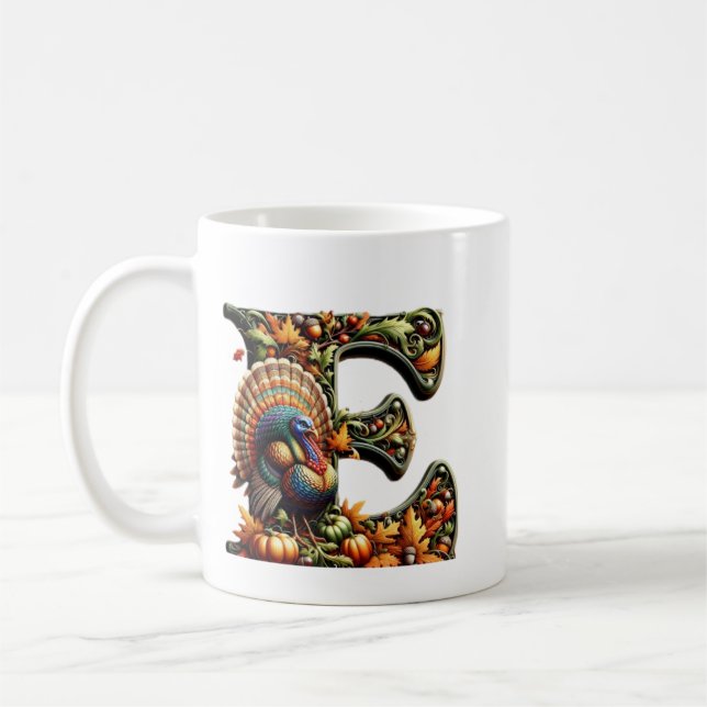 Letter E Thanksgiving style gift  Kaffemugg (Vänster)