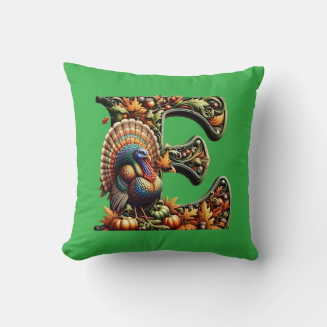 Letter E Thanksgiving style gift  Kudde (Framsida)