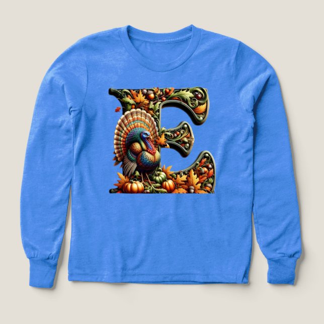 Letter E Thanksgiving style gift  T Shirt (Design framsida)