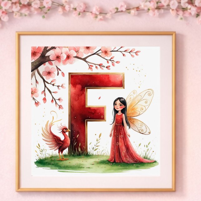 Letter F Phoenix Bird Fairy Poster Mythical Art (Skapare uppladdad)