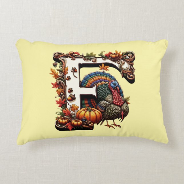 Letter f Thanksgiving gift style  Prydnadskudde (Framsidan)