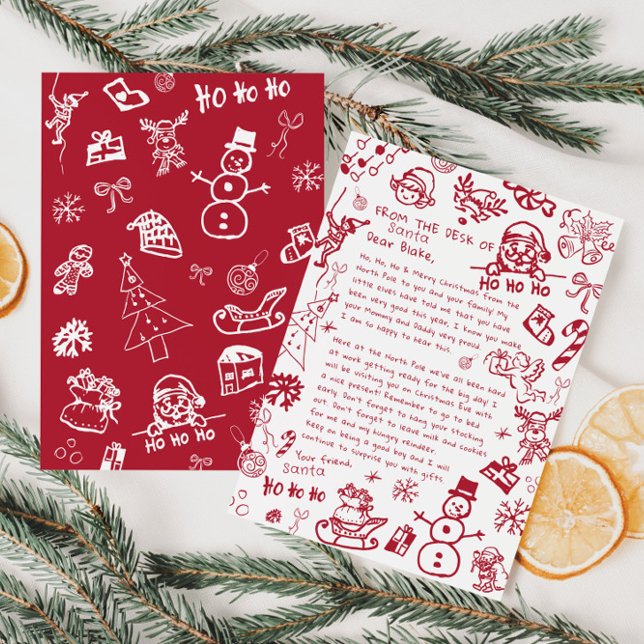  Letter from Santa Hand Draw Doodle, Santa Inbjudningar (Skapare uppladdad)