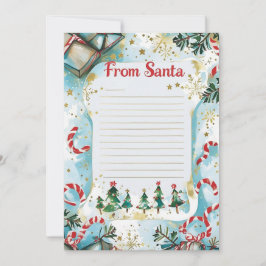 Letter from Santa | Pastel Blue & Gold Stars Inbjudningar