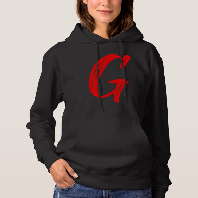 Letter G Alphabet Large Red Graphic Initial T Shirt (Framsida)