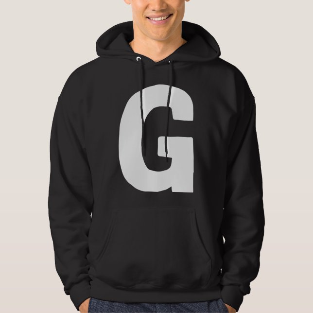 Letter G big and bold white Hoodie (Framsida)