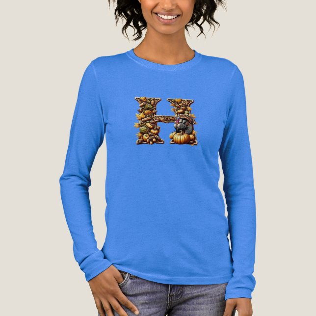 Letter H Thanksgiving gift style  T Shirt (Framsida)