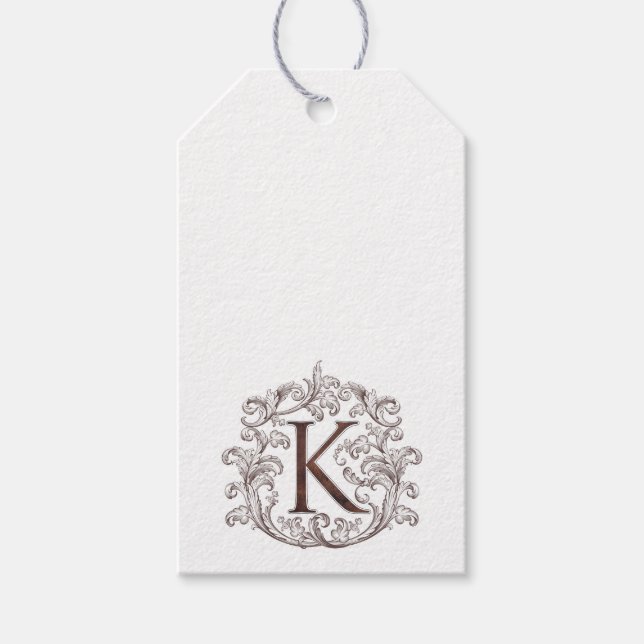 Letter K Monogram Tag Presentetikett (Framsidan)