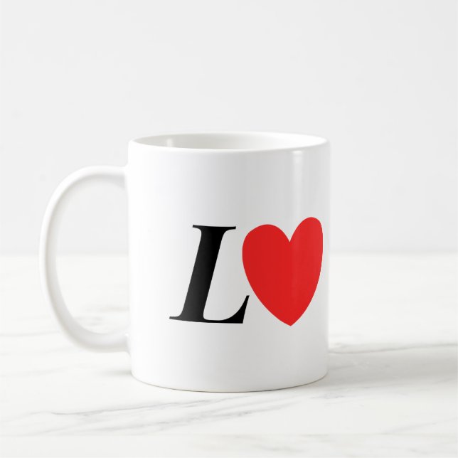 Letter L Heart - Valentine Initial Love Design Kaffemugg (Vänster)