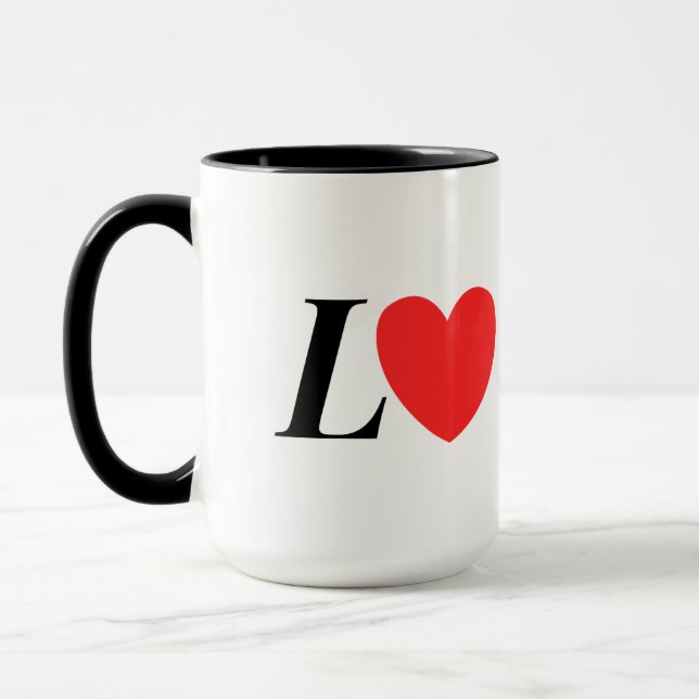 Letter L Heart - Valentine Initial Love Design Mugg (Vänster)