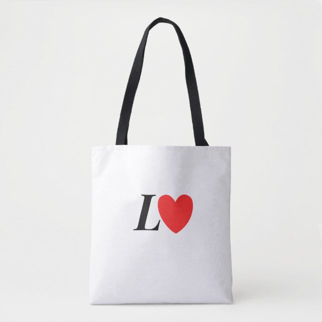 Letter L Heart - Valentine Initial Love Design Tygkasse (Framsida)