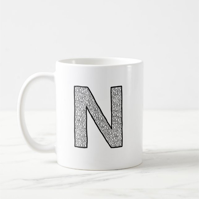 Letter N Initial Coffee Mug – Minimal Modern Style Kaffemugg (Vänster)