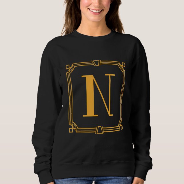 Letter N Monogram Alphabet N Initial Geometric Dec T Shirt (Framsida)