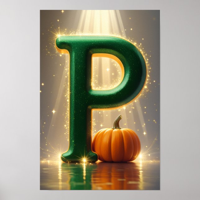 Letter P Poster with Pumpkin – Halloween Alphabet (Framsidan)