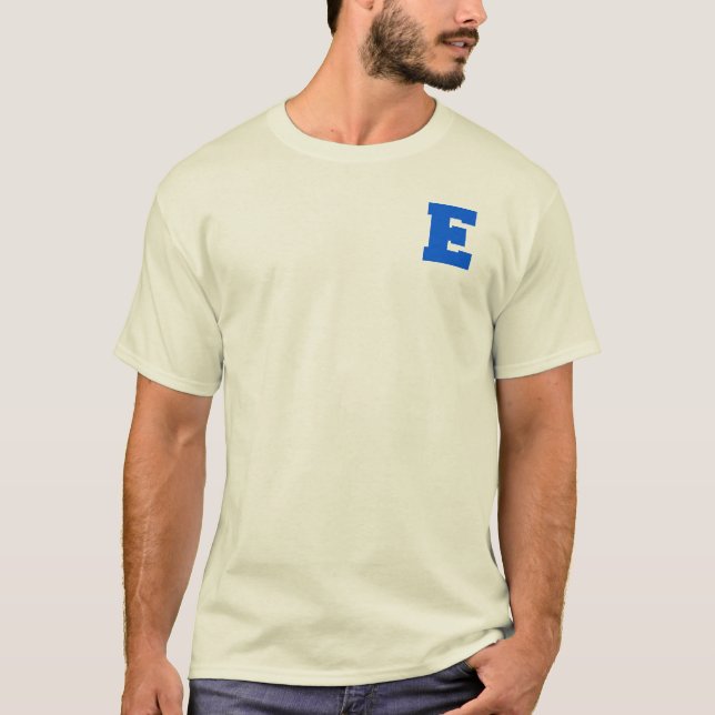 Letter Pride E Blue.png Tee Shirt (Framsida)