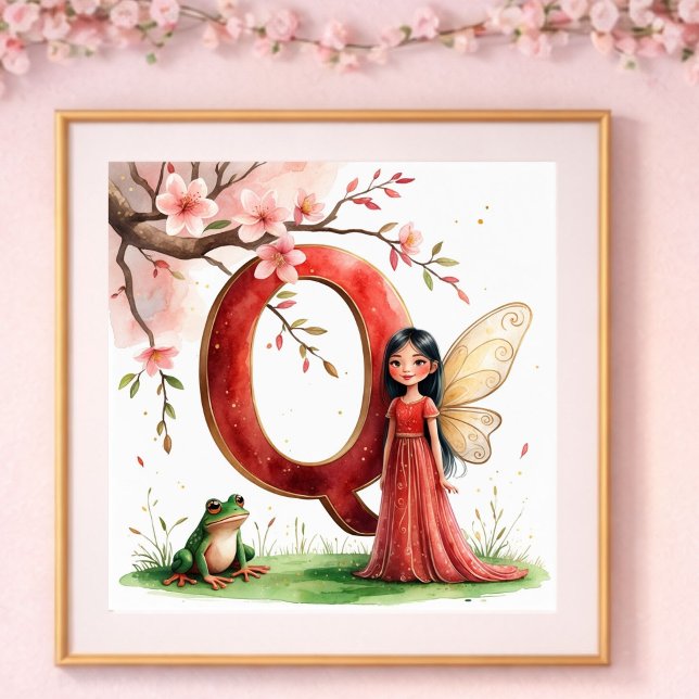 Letter Q Frog Fairy Poster - Chinese Alphabet Art (Skapare uppladdad)