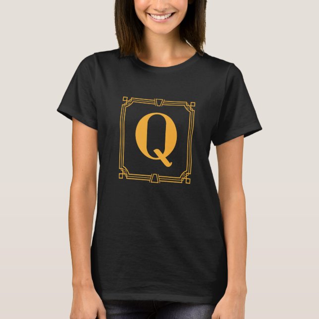 Letter Q Monogram Alphabet Q Initial Geometric Dec T Shirt (Framsida)