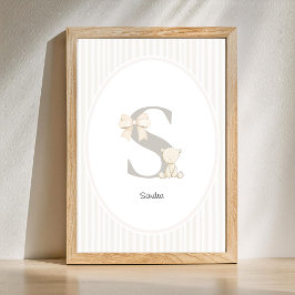 Letter R Nursery Wall Art - Custom Baby Name Print Poster