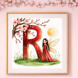 Letter R Sunrise Fairy Poster Golden Sun Alphabet