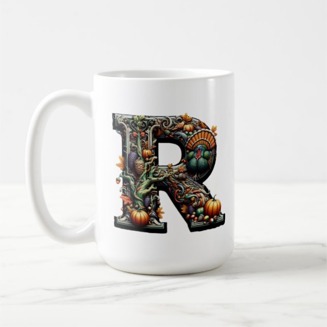 Letter R Thanksgiving style turkey  Kaffemugg (Vänster)