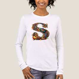 Letter S Thanksgiving turkey style gift  T Shirt