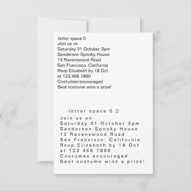 letter spacing inbjudningar (Framsida)