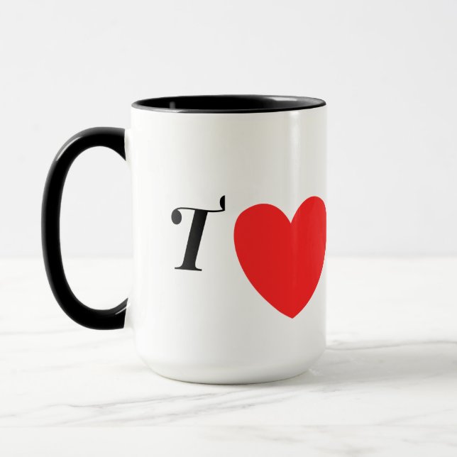 Letter T Heart - Valentine Initial Love Design Mugg (Vänster)