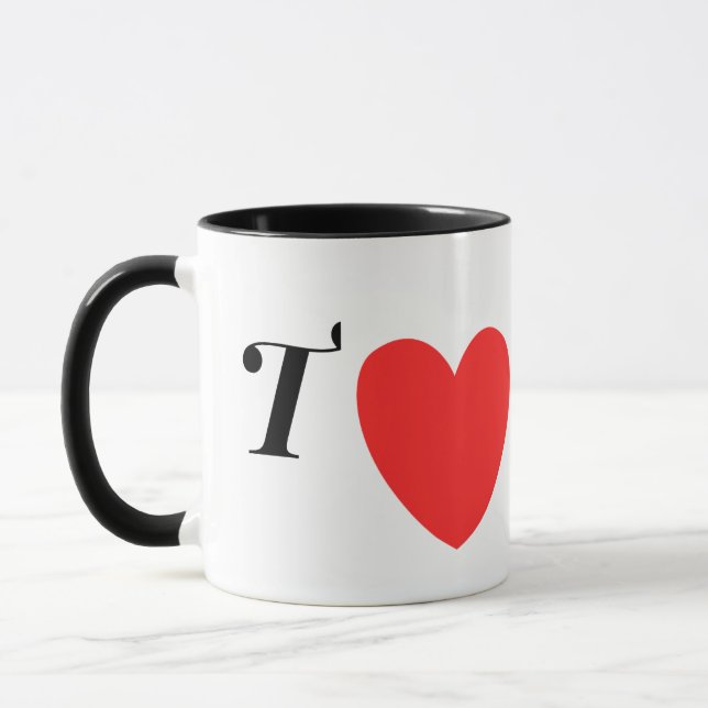 Letter T Heart - Valentine Initial Love Design Mugg (Vänster)
