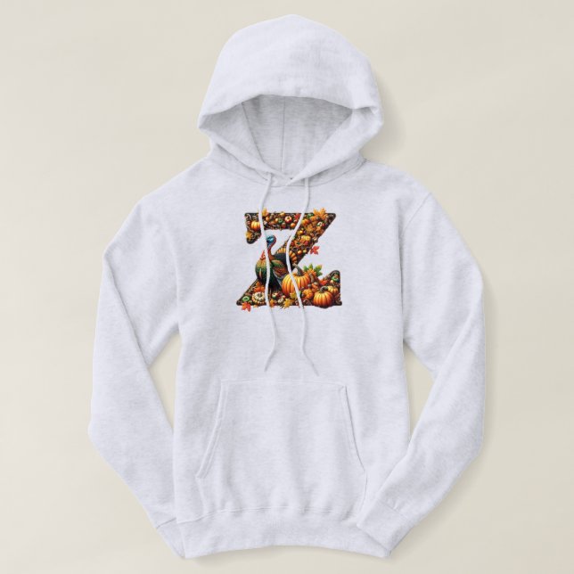 Letter Thanksgiving turkey style  Hoodie (Design framsida)