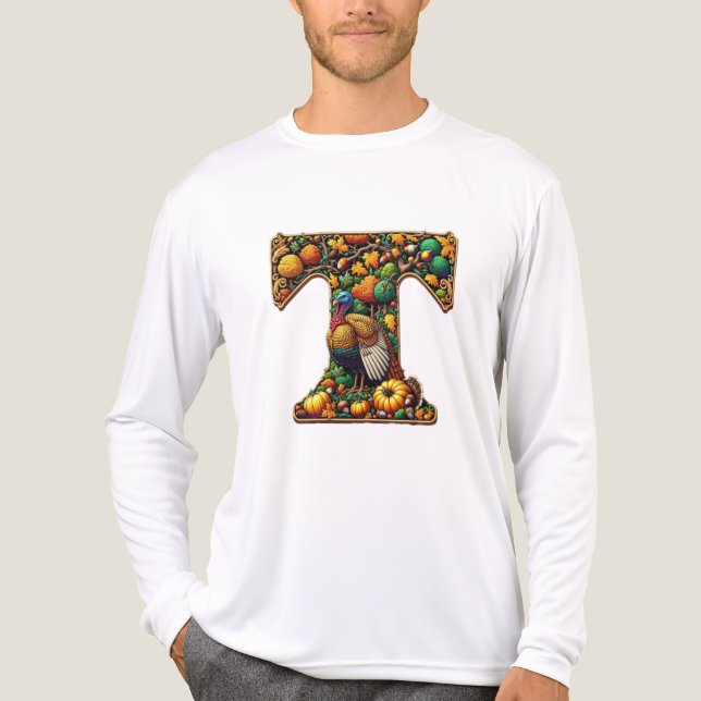 Letter Thanksgiving turkey style  T Shirt (Framsida)